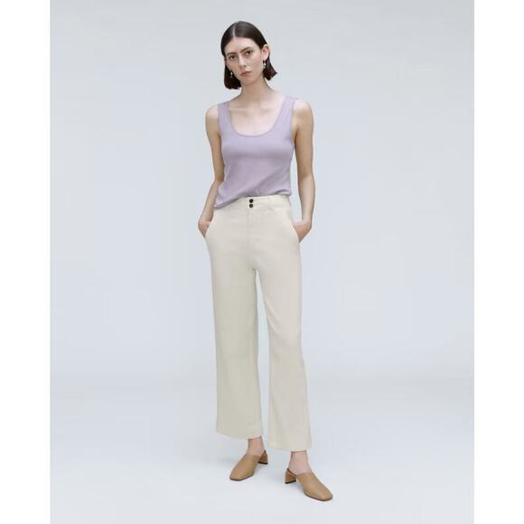 NWT Everlane The Organic Crop Wide-Leg Twill Pant In Bone Size 16 - Picture 1 of 8